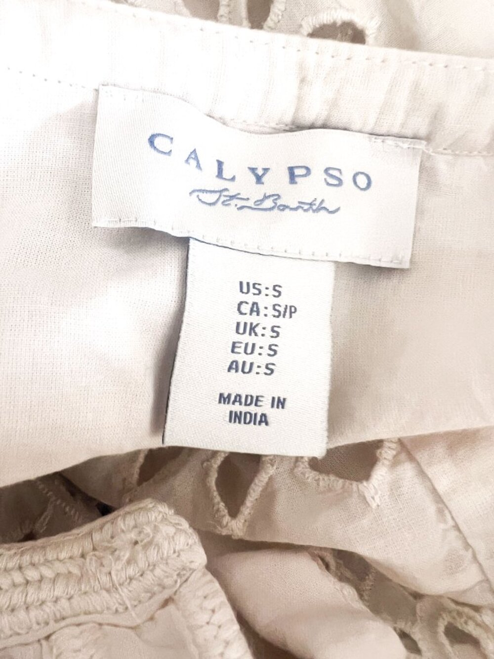 Calypso St Barth Blouse S Ivory Eyelet Coastal Grandmother Resort Quiet Luxury - Picture 5 of 9